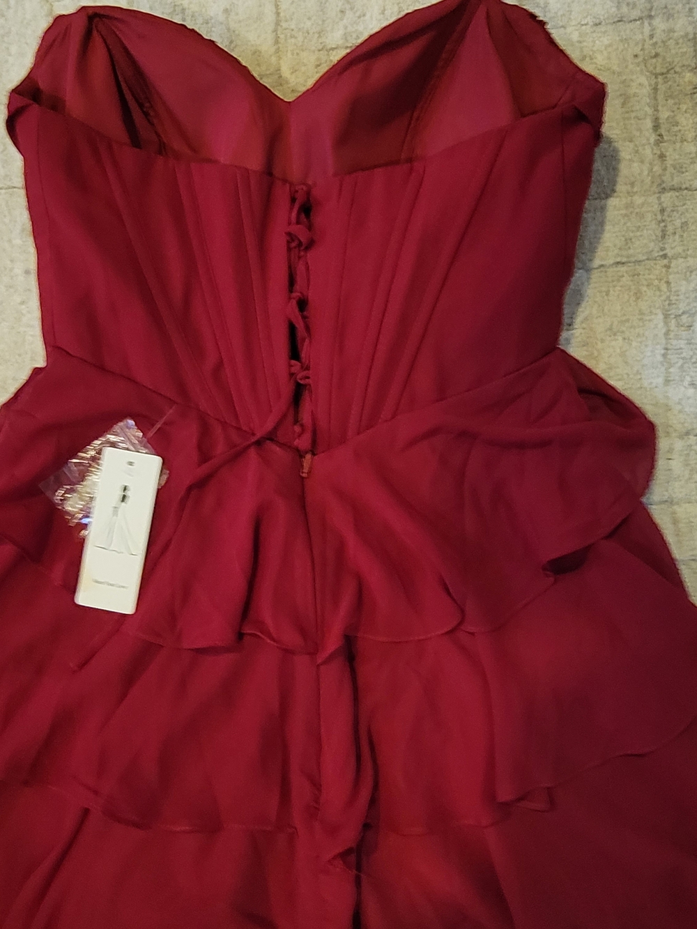 NWT WEAR YOU LOVE Red Corseted Short Prom Dress Lace Size 16W - Picture 5 of 9